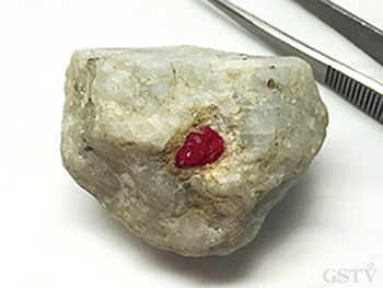 有名なルビーの産出地モゴック鉱山からの 大理石とルビー原石
