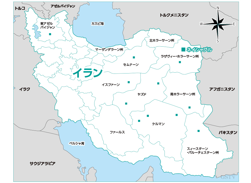 イランに分布するトルコ石の鉱山