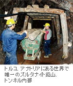 トルコ、アナトリアにある世界で唯一のズルタナイト鉱山、トンネル内部 トルコ、アナトリアにある世界で唯一のズルタナイト鉱山、トンネル内部
