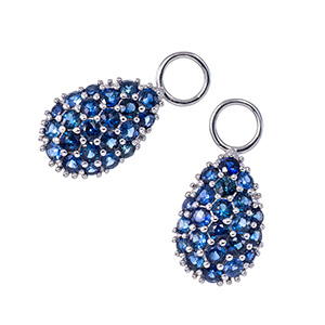 パラジウムシルバー950 サファイア ドロップチャーム SA 約1.30ct