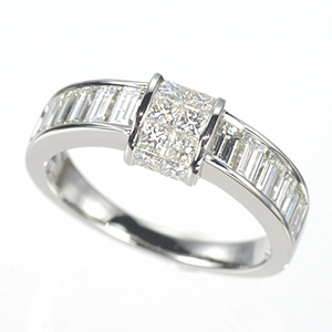 PT950 ダイヤモンド (リリーダイヤカット) ミステリーセッティング リング D 約1.40ct