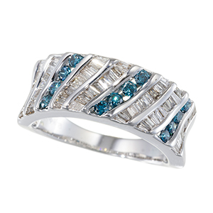 K18WGダイヤモンド&ブルーダイヤ(トリート) カナルリングD約0.55ct BD約0.30ct