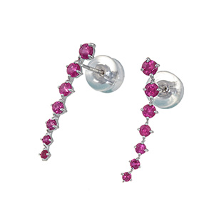 K18WG ルビー ピアス RB 約0.70ct
