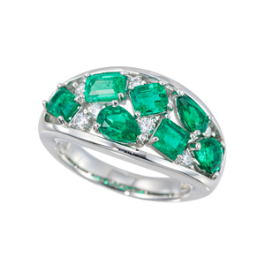 GSTV  Pt950コロンビア産エメラルドダイヤリング GSTV Pt950コロンビア産エメラルドダイヤリング