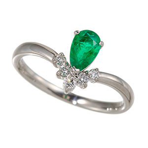 PT950 コロンビア産エメラルド ダイヤ リング EM 約0.40ct D 約0.10ct
