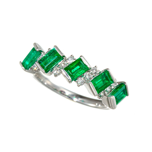 PT950 コロンビア産エメラルド ダイヤ リング EM 約1.00ct D 約0.20ct