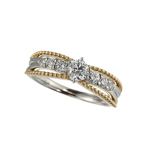 PT950/K18YGDカラーダイヤモンド&ダイヤリングD約0.30ct(D VS2 ３E