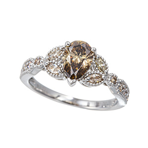 PT950 ブラウンダイヤモンド リング BRD 約1.00ct BRD 約0.25ct 