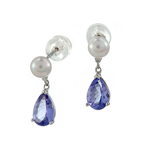 GSTV PT950タンザナイトダイヤアコヤ真珠ピアスTA約2.00ctD約0.02ctP約  
