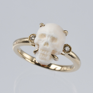 K18CG アントニオ・ペルニーチェ シェルカメオ ブラウンダイヤ リング