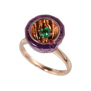 GSTV K18PG ルビー ダイヤ Joli ミステリーセッティング リング