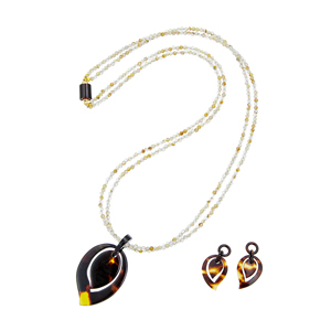 本べっ甲 クォーツ ネックレス & チャーム 2点セット QU 約35.00ct