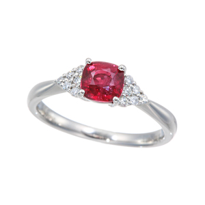 PT950 モザンビーク産ルビー ダイヤ リング RB 約1.00ct D 約0.10ct 