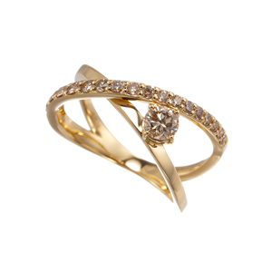 上質✨GSTV❗️D0.75CT✨k18YGブラウンダイヤモンドリング バケット