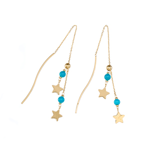 GSTV K18YG ツインスター ターコイズ(スタビライズ) ピアス 縦  