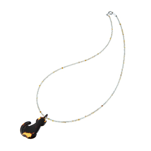 SV 本べっ甲 「猫」 クォーツ ネックレス QU 約15.00ct