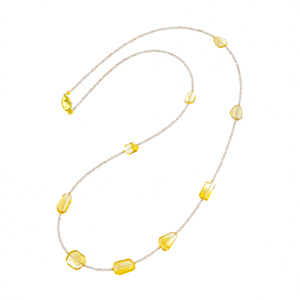 GSTV SV/K18YG シトリン ジルコン ネックレス CI 約48.00ct ZI 約18.00ct