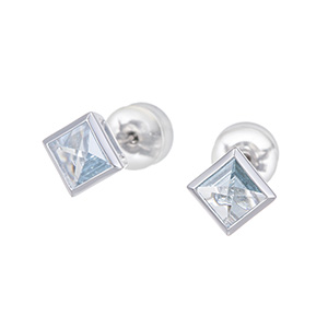PT950 コンテクストカット アクアマリン ピアス AQ 約0.70ct 