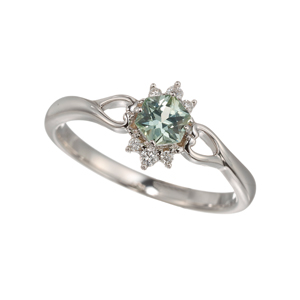 K18WG 0.80ct グリーンサファイアリング - リング・指輪