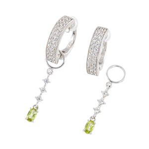 GSTV パラジウムシルバー950ペリドット天然ホワイトジルコンチャーム  