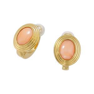 パラジウムシルバー950 モモサンゴ フェザータッチイヤリング COR 約1.40ct