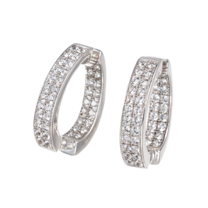 パラジウムシルバー950 天然ホワイトジルコン ドロップフープ ピアリング ZI 約3.40ct