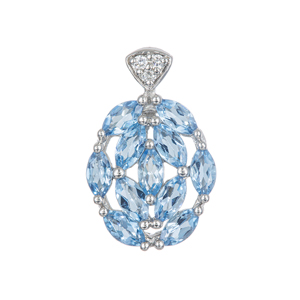 PT950 サンタマリアアフリカーナアクアマリン ダイヤ ブルーローズのつぼみ ペンダントトップ