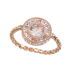 K18PG/PG(ロジウムメッキ)ダイヤモンドレインボーカットストレッチリングD約0.04ct