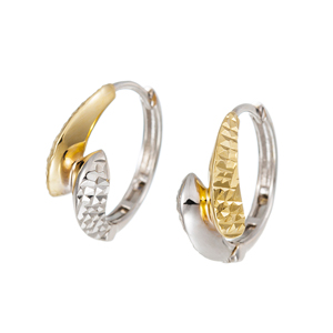 K18WG/YG 2カラーハンドカット ピアス 約1.6g