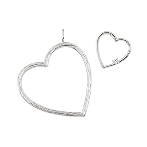 PT950 ダイヤモンド オープンハート ペンダントトップ 2点セット D 約0.03ct