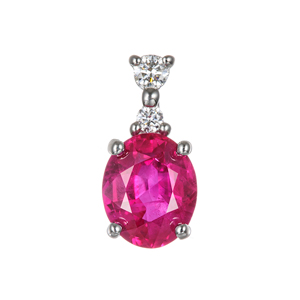 PT950 ミャンマー産ピジョンブラッドルビー ダイヤ(リリーダイヤカット) ペンダントトップ