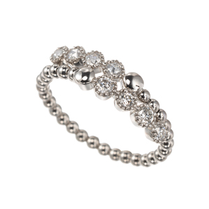 PT950 ローズカットダイヤモンド & ダイヤ フレックスリング D約0.23ct #14-#19