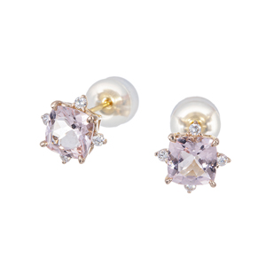 K18PG モルガナイト ダイヤ ピアス MOR 約1.00ct D 約0.10ct