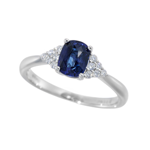 PT950 マダガスカル産サファイア ダイヤ リング SA 約1.00ct D 約0.10ct