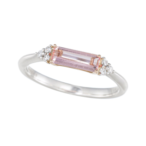 PT950/K18PG ピンクトパーズ ダイヤ リング PTO 約0.50ct D 約0.06ct