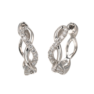 PT950 ダイヤモンド ツイスト フープピアス D 約0.18ct 