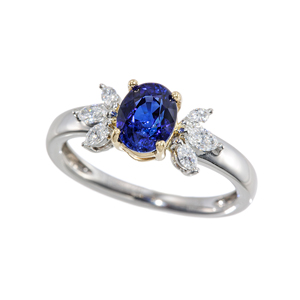 PT950/K18YG サファイア ダイヤ リング SA 1.50ct D 0.25ct