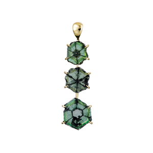 K18YG コロンビア産トラピッチェエメラルド ペンダントトップ EM 5.27ct 