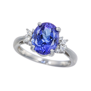 PT950 タンザナイト(特優) ダイヤ リング TA 2.993ct D 0.12ct