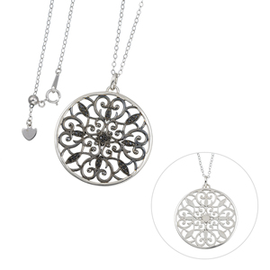 パラジウムシルバー950 ブラックダイヤモンド(トリート) ネックレス BLD 約0.20ct
