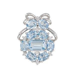 PT950 サンタマリアアフリカーナアクアマリン ダイヤ ペンダントトップ