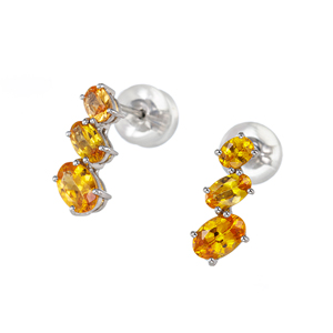 PT950 マンダリンガーネット ピアス GA 約1.80ct