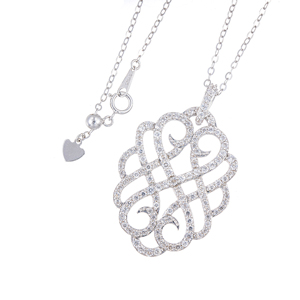 パラシル950/SV天然ホワイトジルコンアンティークアラベスクネックレスZI約3.00ct
