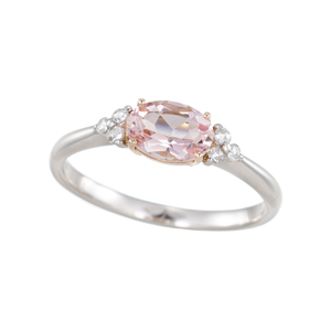 PT950/K18PG モルガナイト ローズカットダイヤ リング MOR 約0.60ct D 約0.