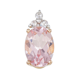 PT950/K18PG モルガナイト ローズカットダイヤ ペンダントトップ MOR 約0.60ct 