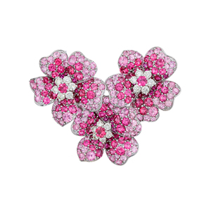 PT950 ピンクスピネル ルビー ダイヤ フラワー ペンダントブローチ