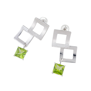 パラジウムシルバー950 ペリドット ピアス PE 約3.00ct