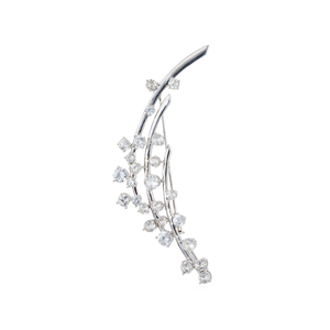 パラジウムシルバー950 天然ホワイトジルコン Mia ブローチ ZI 約7.00ct