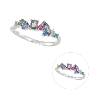 PT950 ブラジル産アレキサンドライト ベニトアイト 7種の希少石 リング