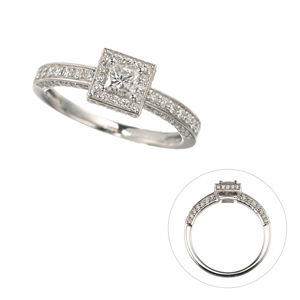 PT950 ダイヤモンド プリンセリア リング D 約0.20ct D 約0.45ct